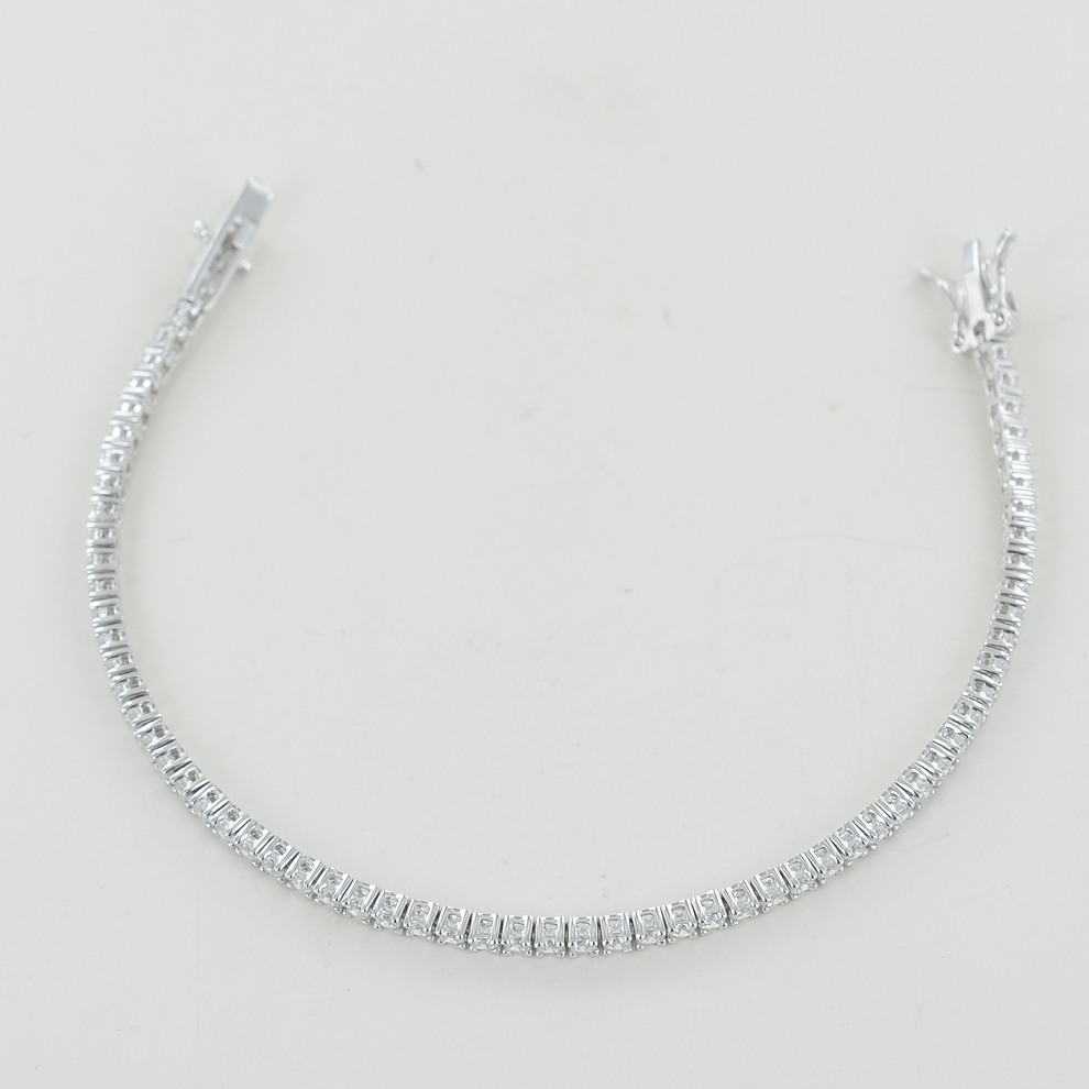 Vinani Bracciale Uomo E Donna In Argento 925 Con Zirconi – Sottile 4mm, Lunghezza 17-21cm, Made In Germany