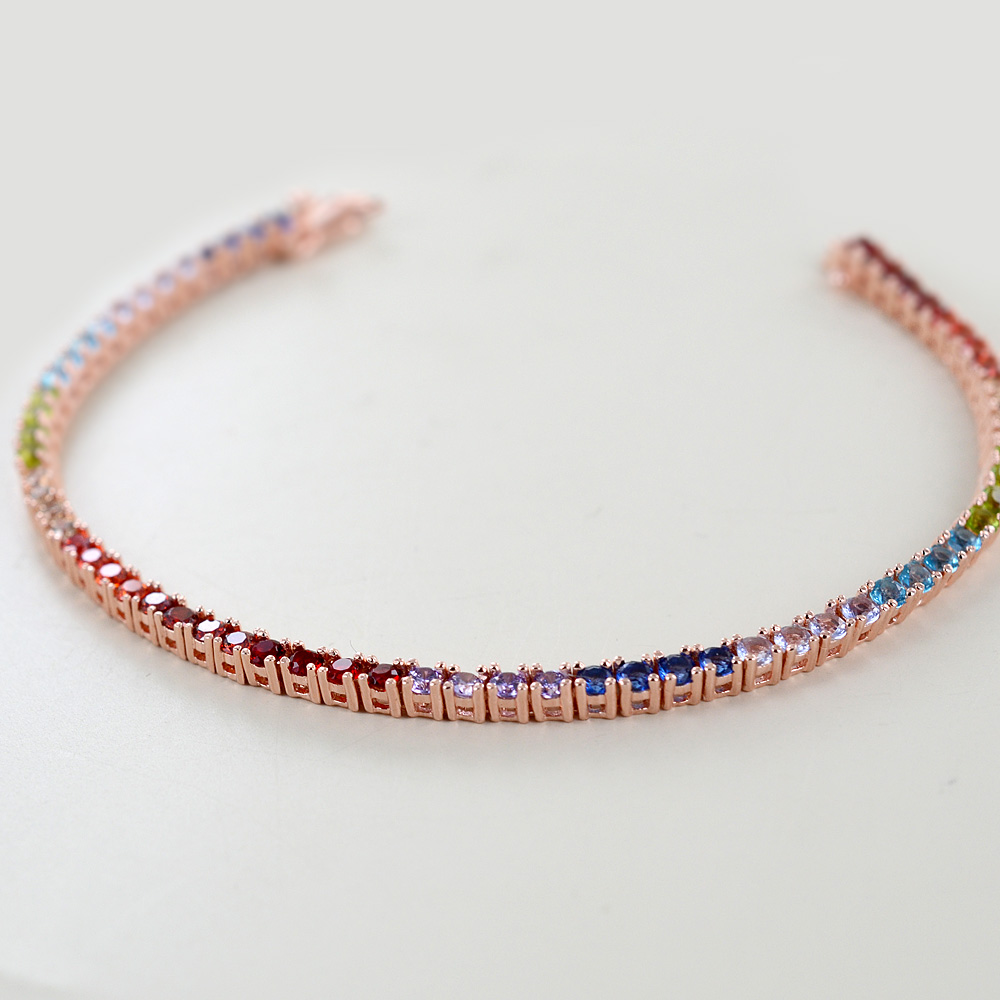 Bracciale Tennis in Smeraldi e Argento Rodiato 925 - Bracciali Smeraldo