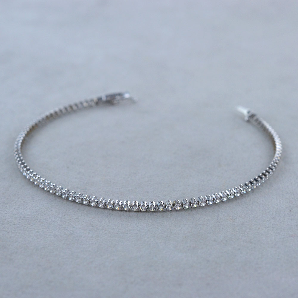 Bracciale Sottile Donna Placcato Oro 18K – Acciaio Inox Con Zircone Quadrato, Regolabile