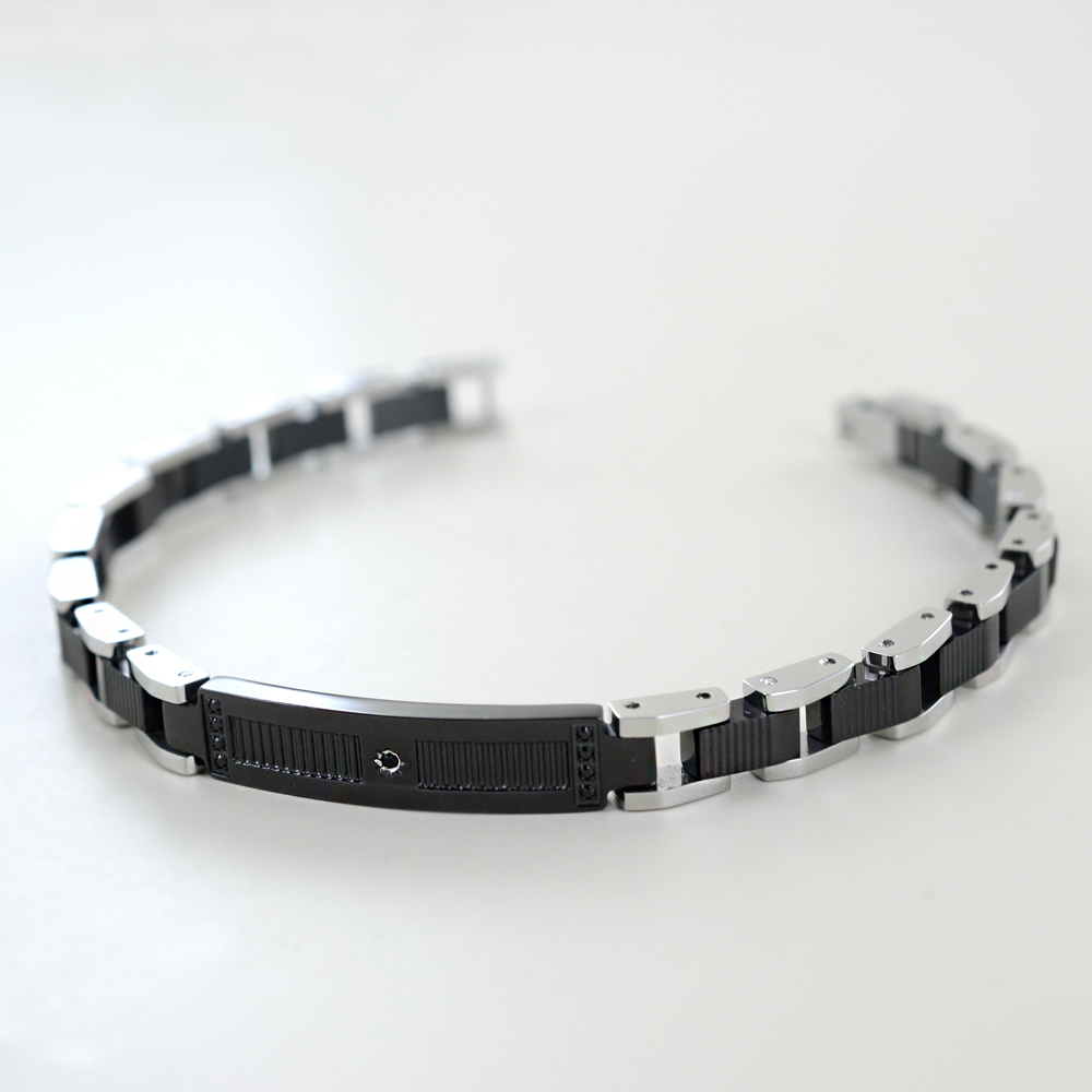 Sector No Limits Bracciale Uomo Basic SZS60, Acciaio Con Smalto E Finiture PVD Nero E Oro, Chiusura A Clip, 22 Cm