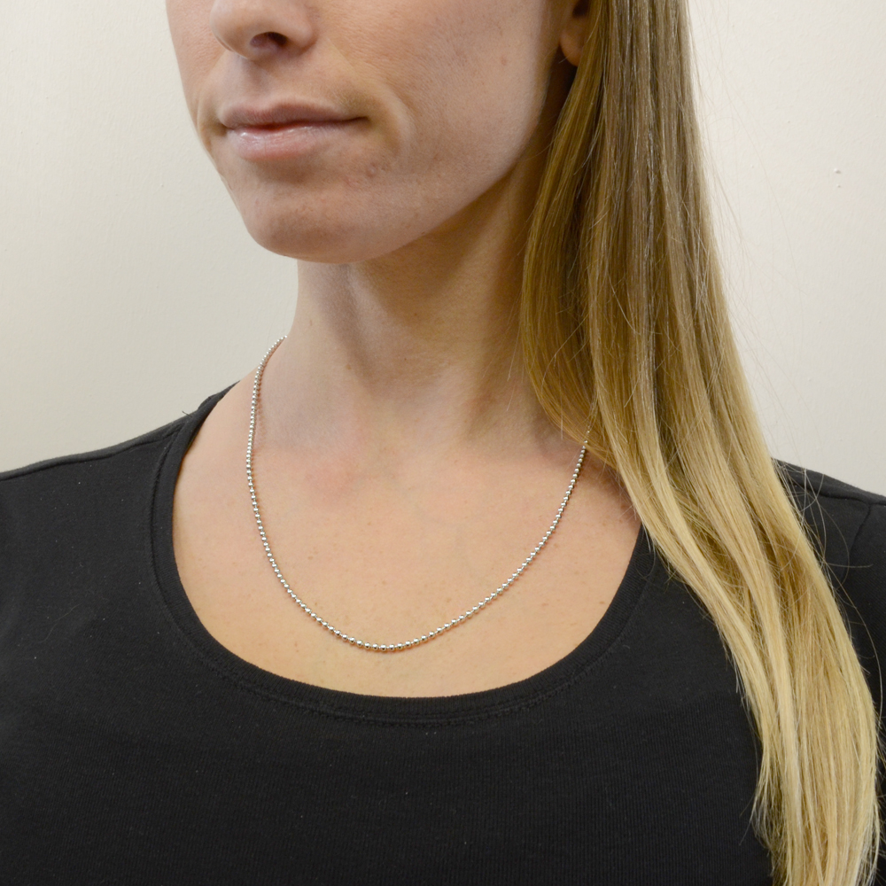 JaneYi - Collana Con Perline A Sfera In Acciaio INOX Diametro 3,2 Mm