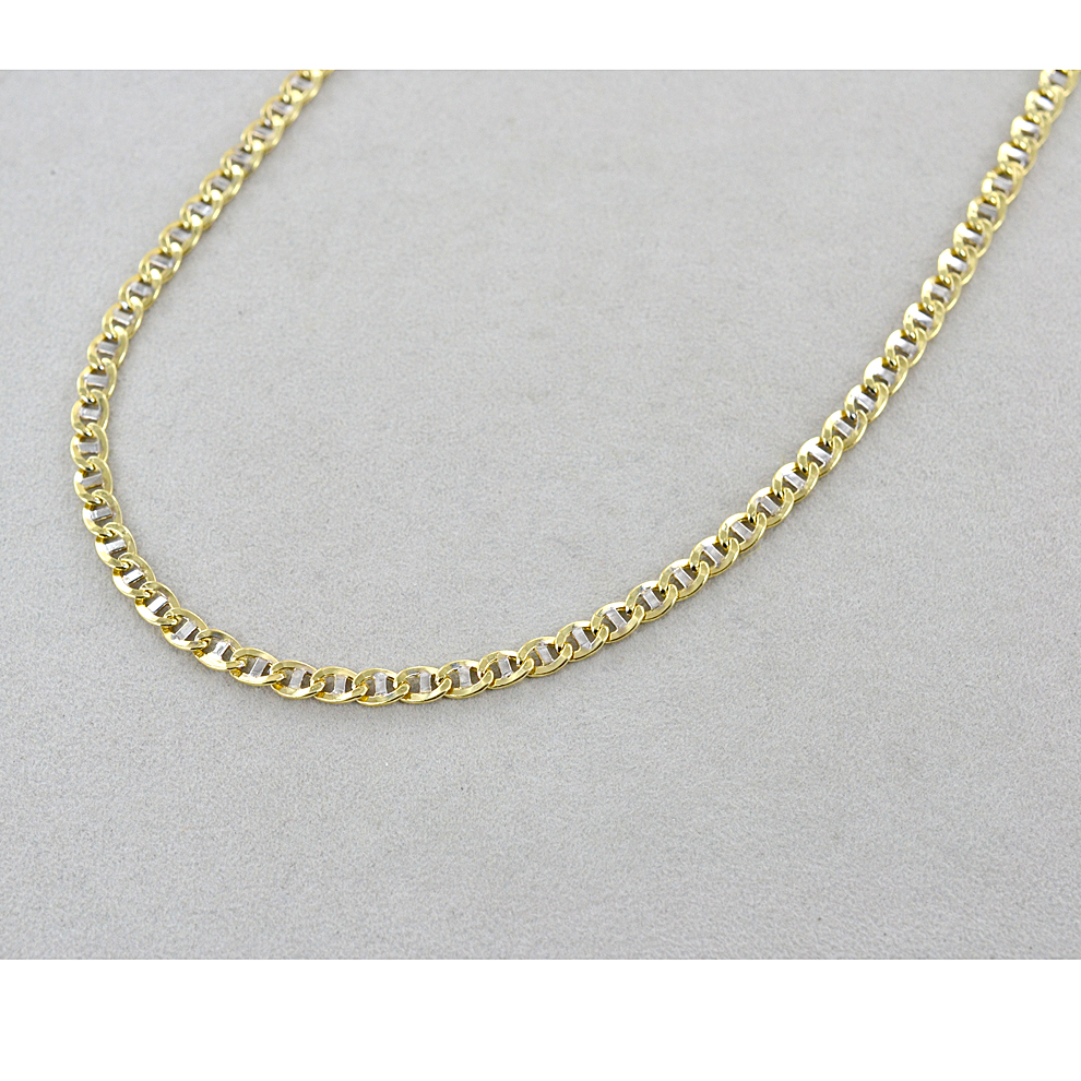 Catena Uomo A Maglia Barbazzale In Argento 925 Placcato Oro 14K 585 - Lunghezza 50 Cm, Larghezza 6,5 Mm, Peso 19g, Qualità Italiana