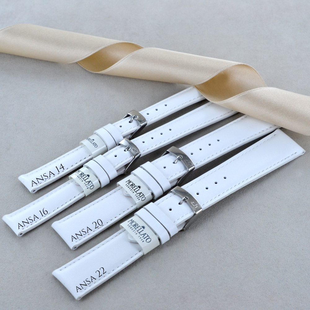 Cinturino ricambio vera pelle Grafic Cuoio bianco 22 mm
