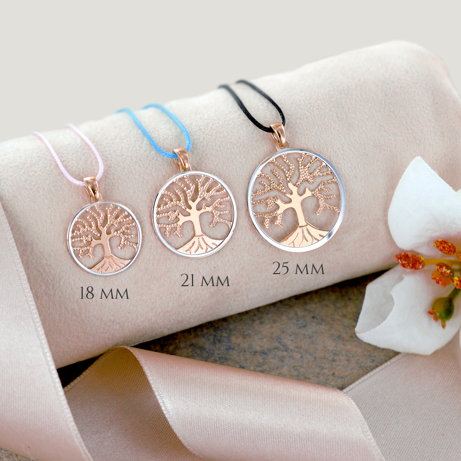 Avalaya Ciondolo Albero Della Vita In Quarzo Rosa Con Catena Dorata - Gioiello Floreale Regalo Per Donna