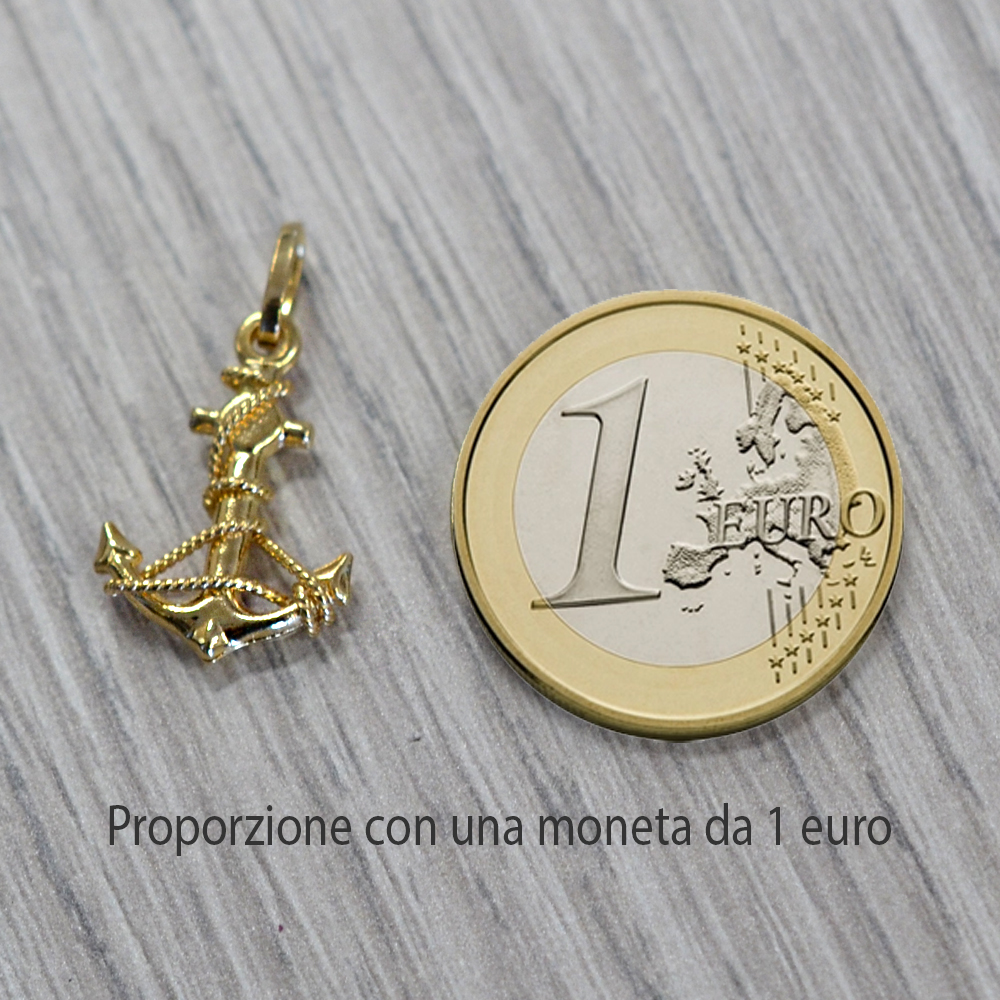 Ciondolo Ancora in oro giallo e bianco con collana | - La