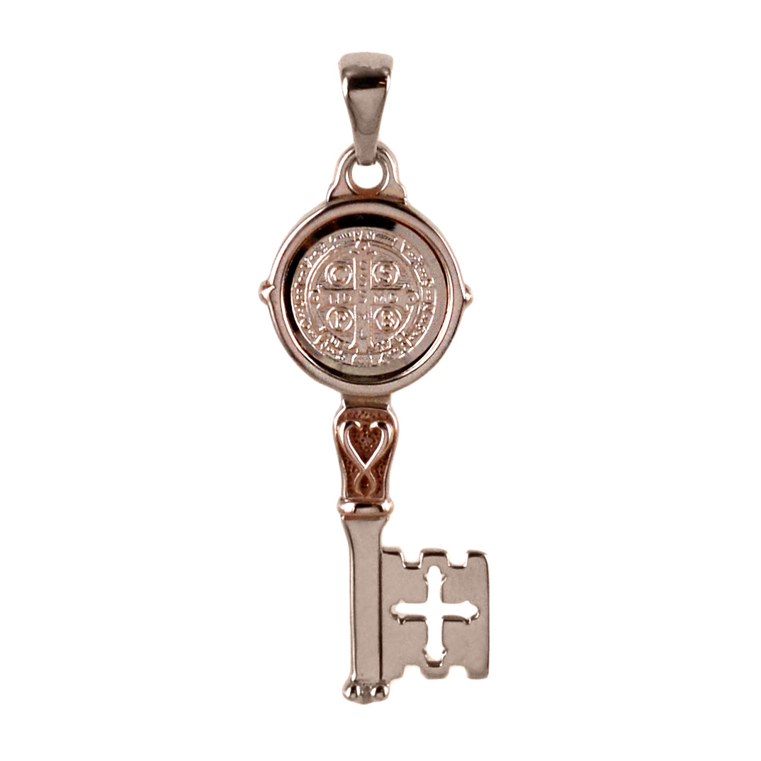 GTBITALY 10.601.21 Croce Di San Benedetto 8 Cm - Smaltata A Mano Oro E Celeste - Made In Italy