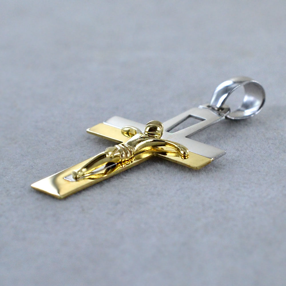 Croce da uomo in Oro Giallo e Bianco 803321723926 Croce da uomo in Oro Giallo e Bianco 803321723926