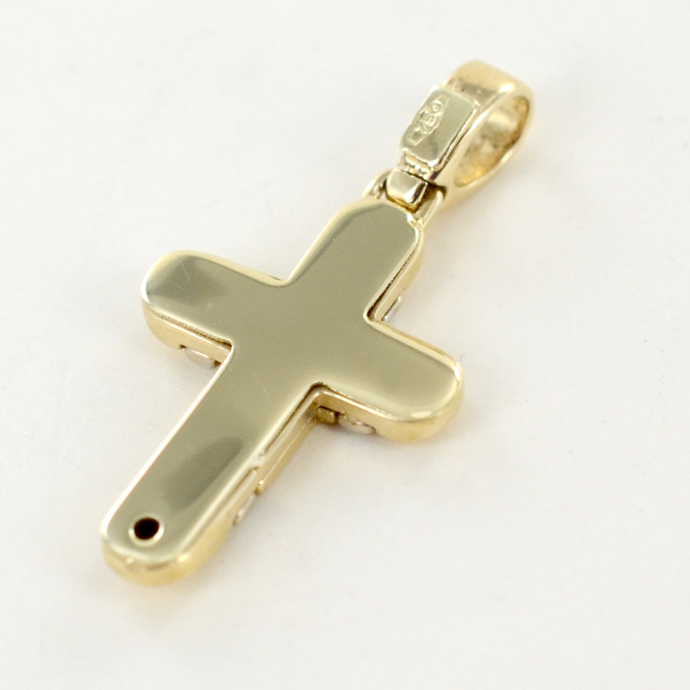 Ciondolo Croce In Oro Giallo 18kt (750) - Pendente Semplice Per Battesimo, Uomo/Donna, Bambini, Produzione Italiana - Foto 5