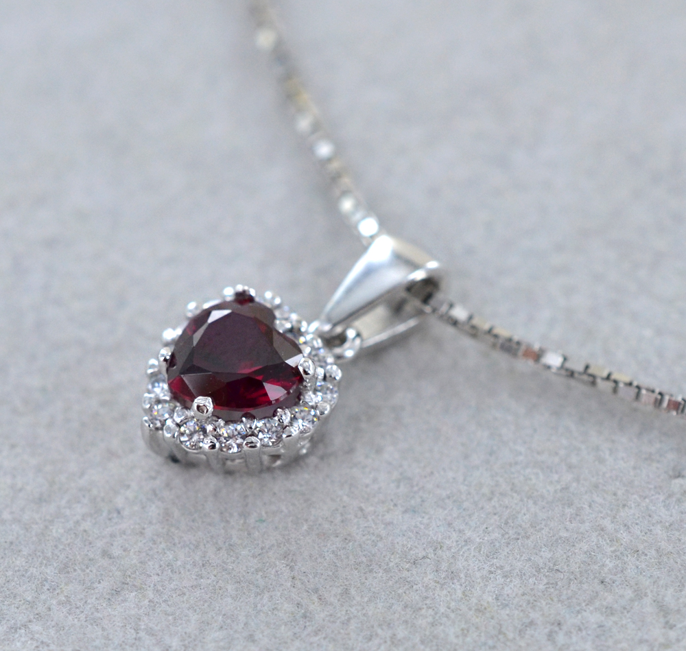 Charmsy Argento Ciondolo Cubic Zirconia Cuore con la Catena per Le Ragazze Argento