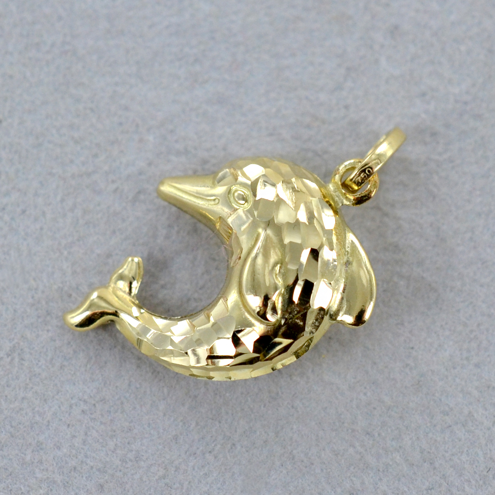 Ciondolo delfino oro giallo 18kt lucido satinato