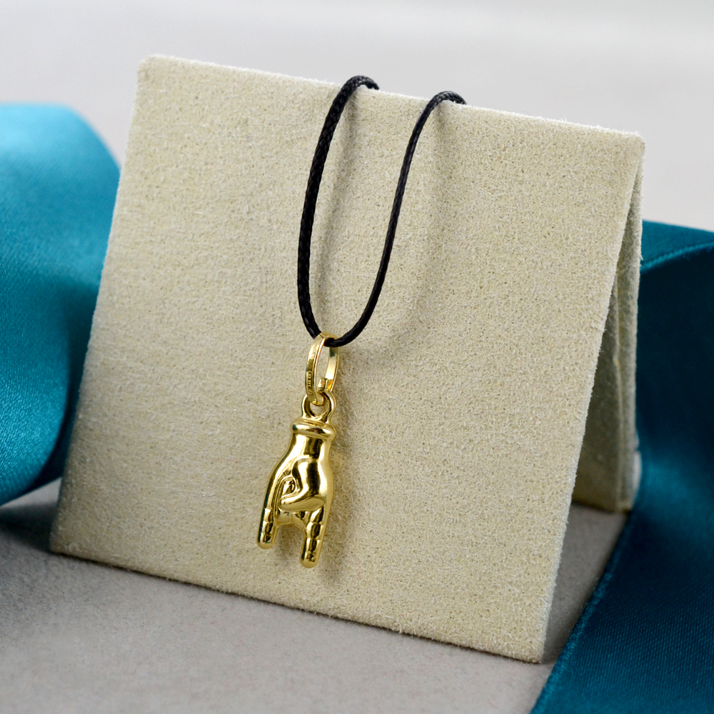Ciondolo Unisex Oro 750 Ciondolo Portafortuna Con Corna E Manina (Mano) In Oro Giallo 18kt 750 - Nuovo Con Etichette Mano Corna Amuleto Oro 18kt