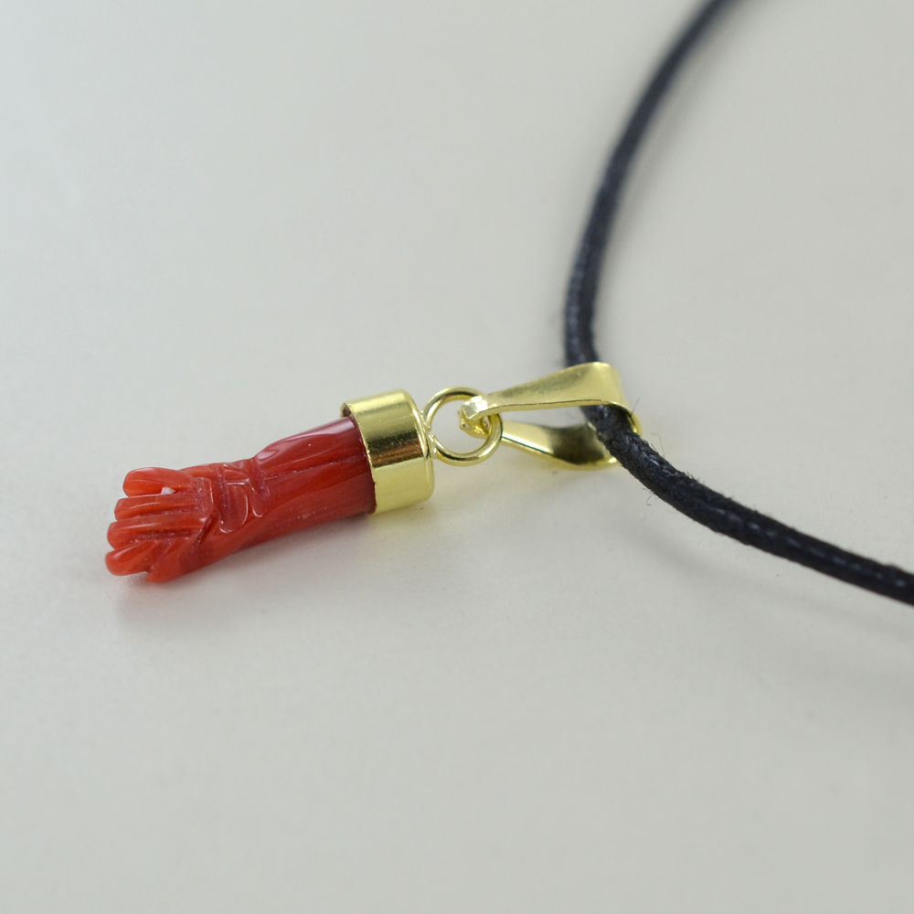 Pendente In Oro Giallo 18 Carati Con Corallo Naturale Ovale Rosso - Per Donna, Occasione Laurea