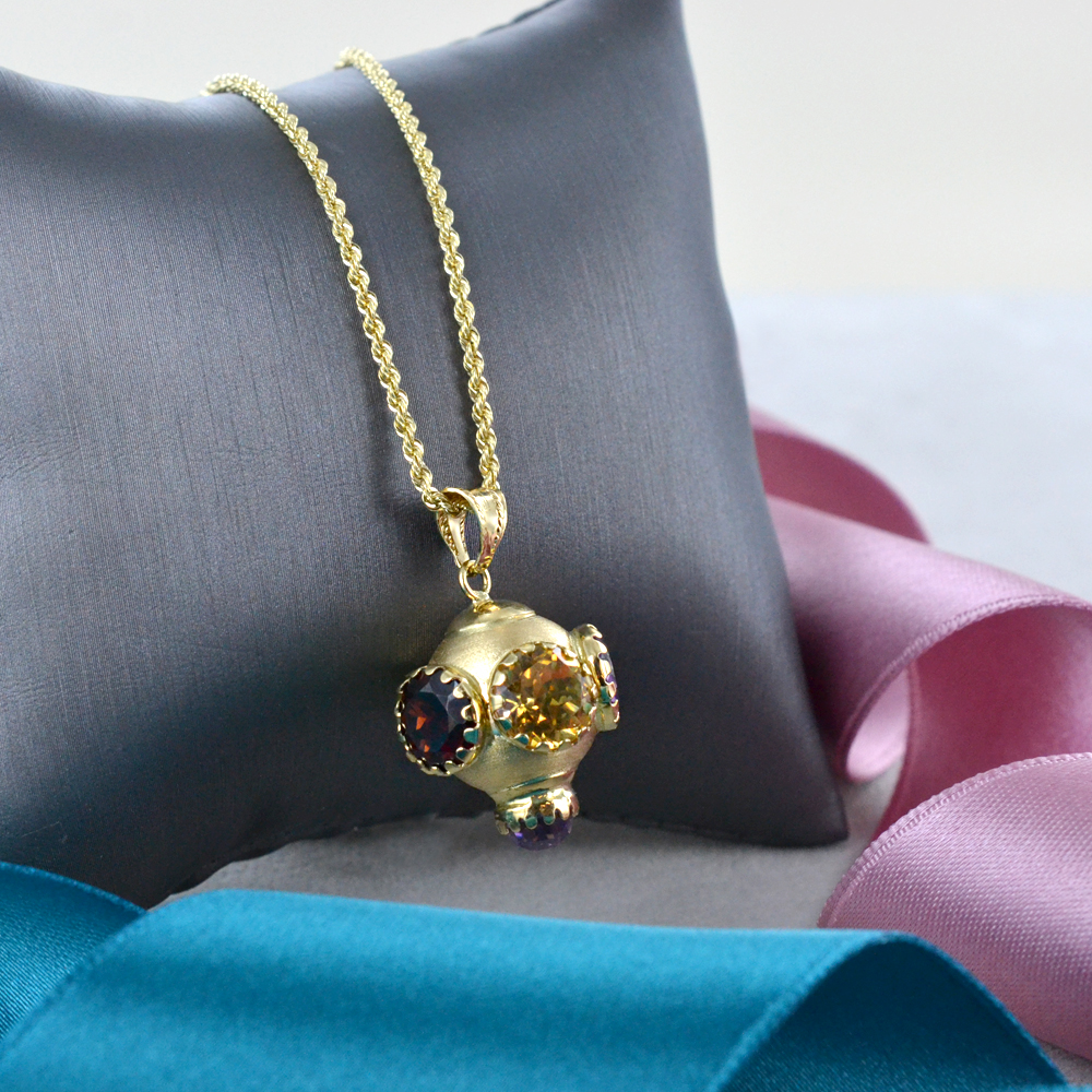 Charm Pendentif Vintage Années 60 - Or Massif 18K Avec Lapis-lazuli - Fait Main En Italie