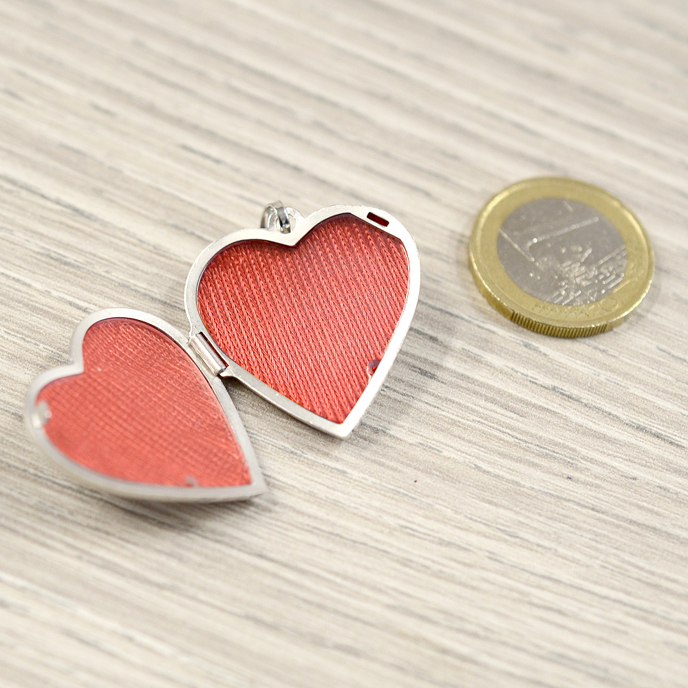 Ciondolo portaricordi a forma di cuore in argento portafoto | - L