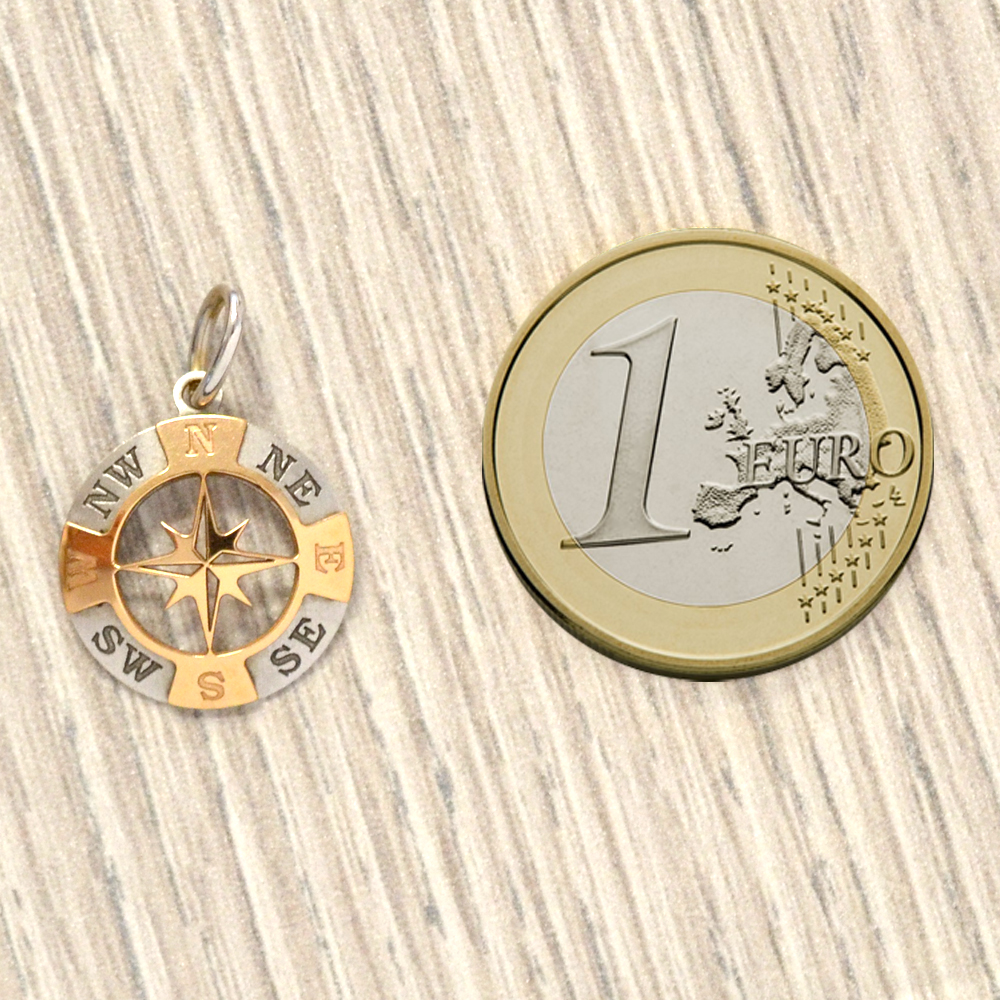 SAGA GIOIELLI COLLANA UOMO ROSA DEI VENTI ACCIAIO PUNTO ORO CAUCCIU