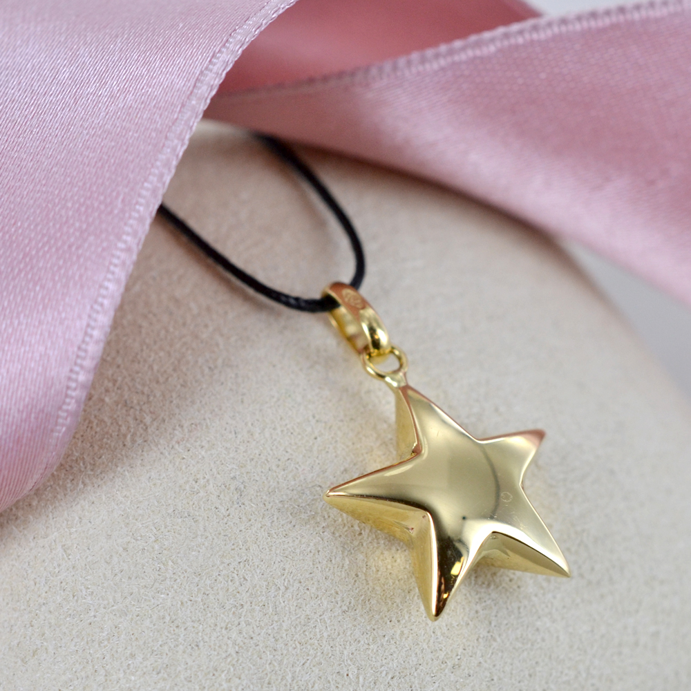 Clever Schmuck Ciondolo Stella In Oro 333 (8 Carati) Con 3 Zirconi - 15 Mm - Finitura Opaca E Lucida - Per Collane E Bracciali