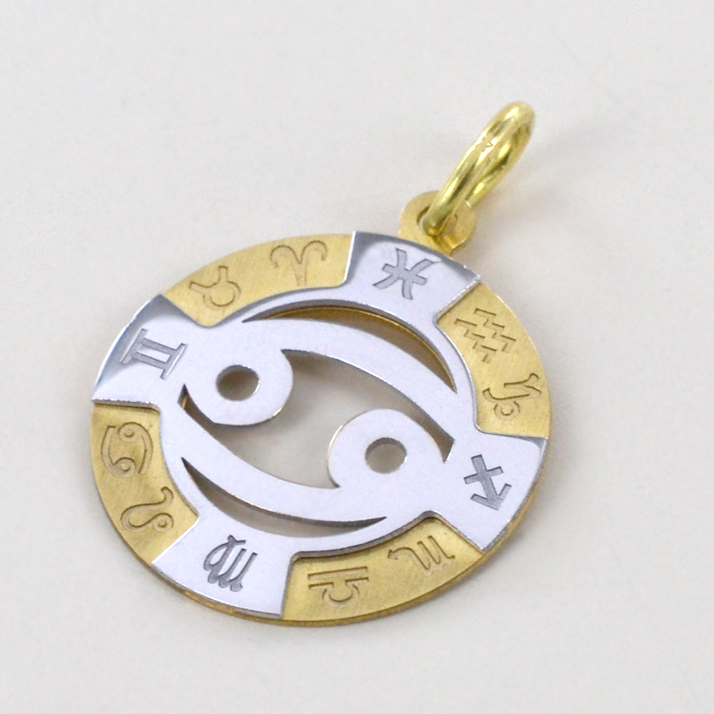 Ciondolo Zodiaco piccolo in oro giallo e bianco - SEGNO TORO