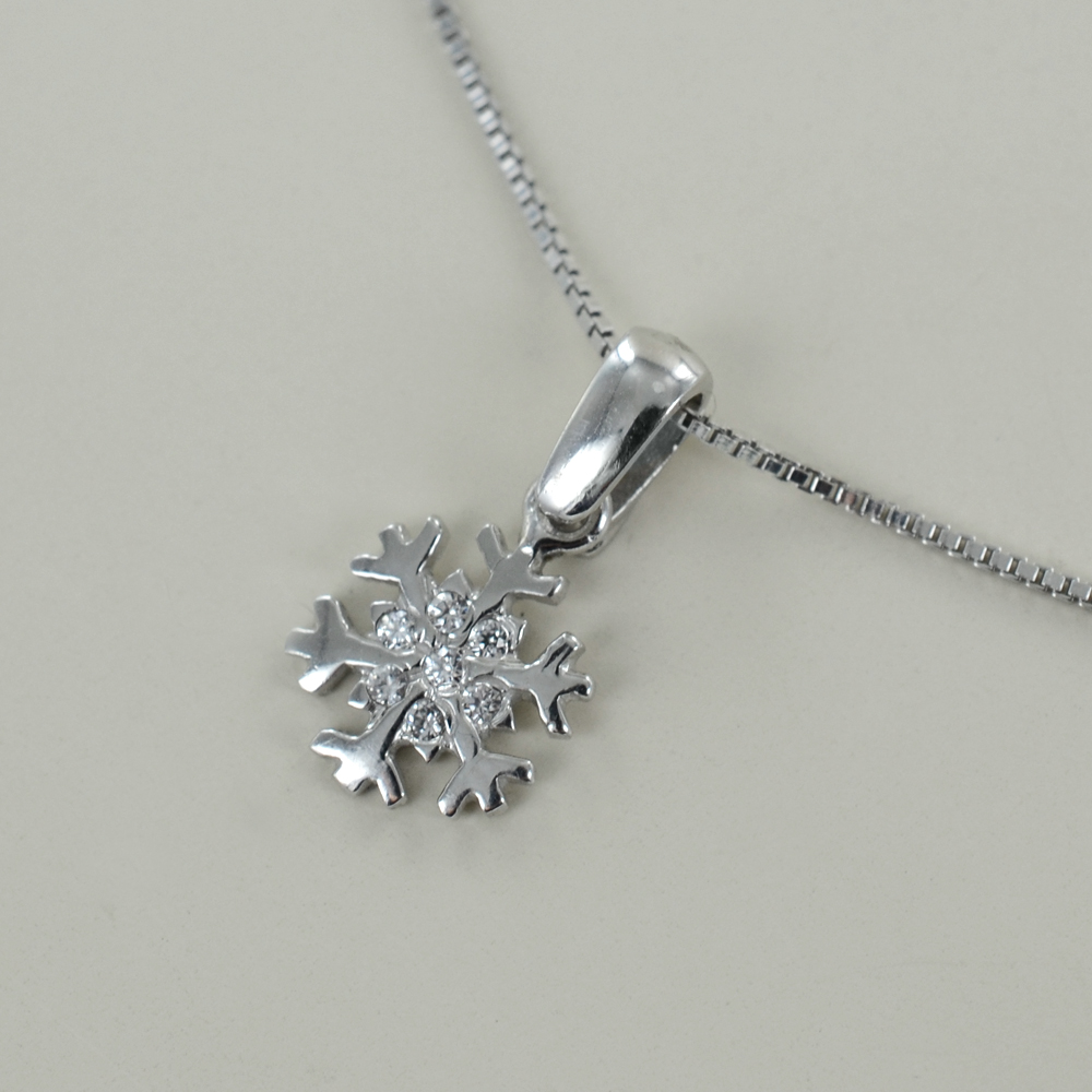 Ciondolo Fiocco di Neve in Argento 925 con Zirconi (mod