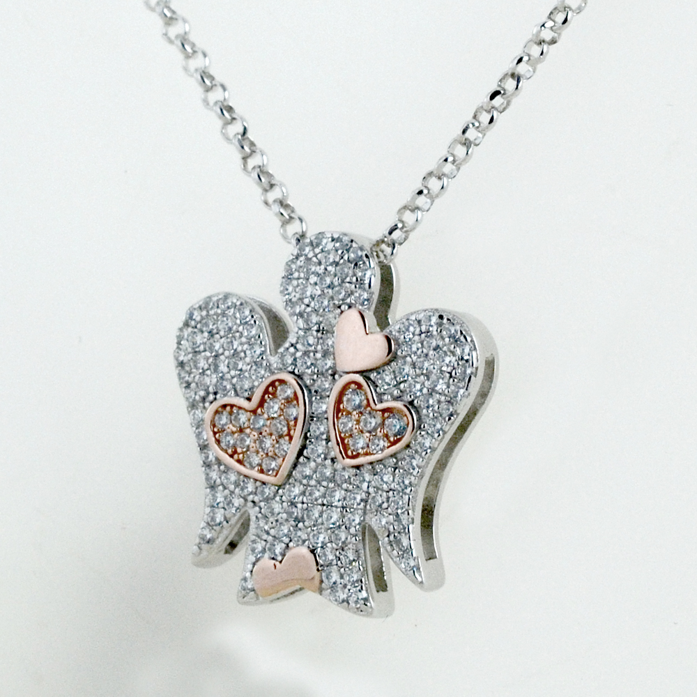 Ciondolo In Argento "Chiama Angeli" A Forma Di Cuore - Foto 5