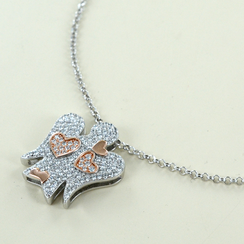 Collier En Angelite Et Argent 925 - Avec Zirconiums - Longueur ~42cm - Made In Italy - Neuf Avec étiquettes