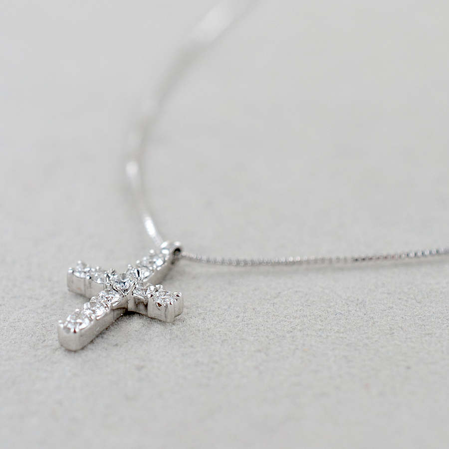 Anello Diamante Collana Da Uomo Con Croce In Oro Bianco 18k Con - Main Image