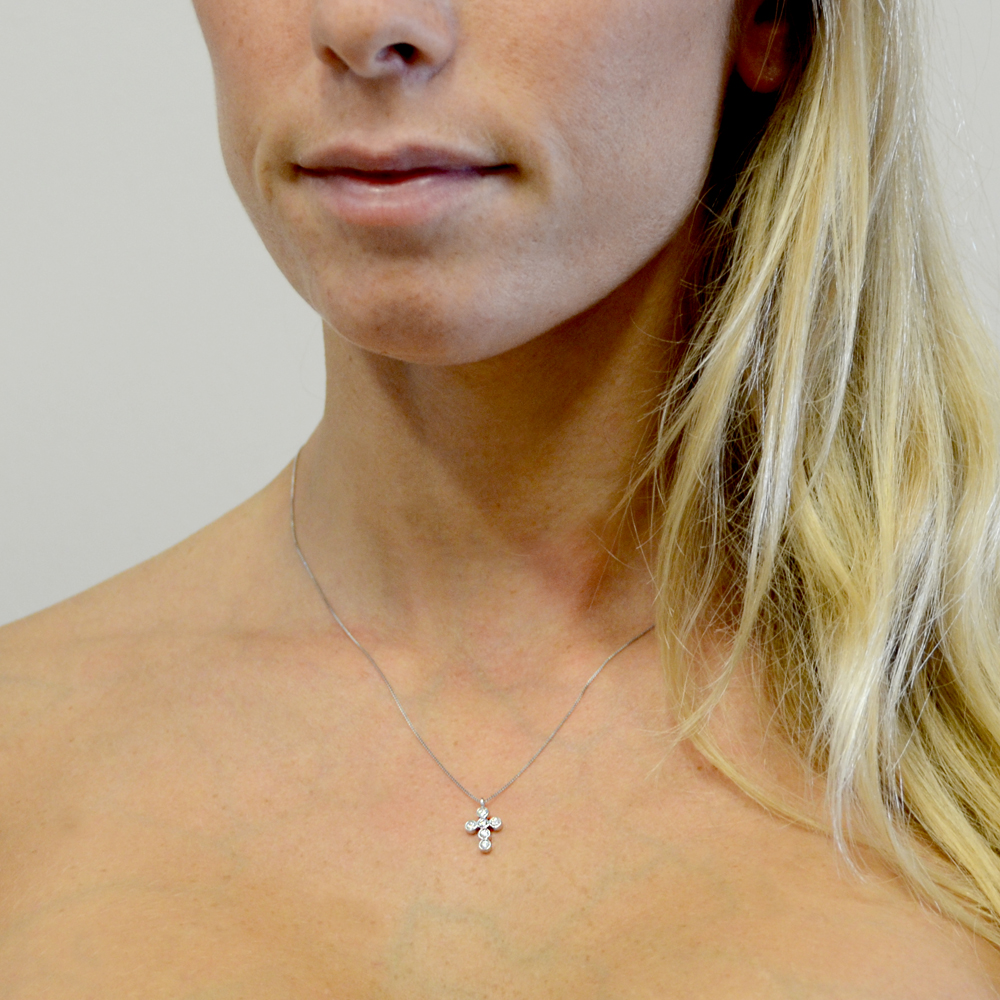 Collana con ciondolo a croce con bandiera americana da uomo