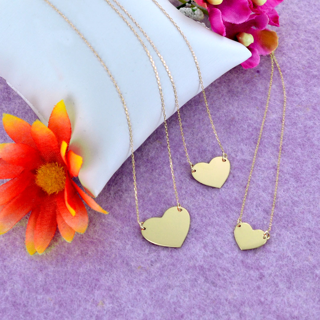 MIORE Collana Due Cuori Oro Rosa, Vero Oro 9KT 375, Catenina con Cuori Lucidi Uniti Realizzata in Italia -Collana Donna anallergica Lunga Cm 45 con anello per riduzione a 43Cm