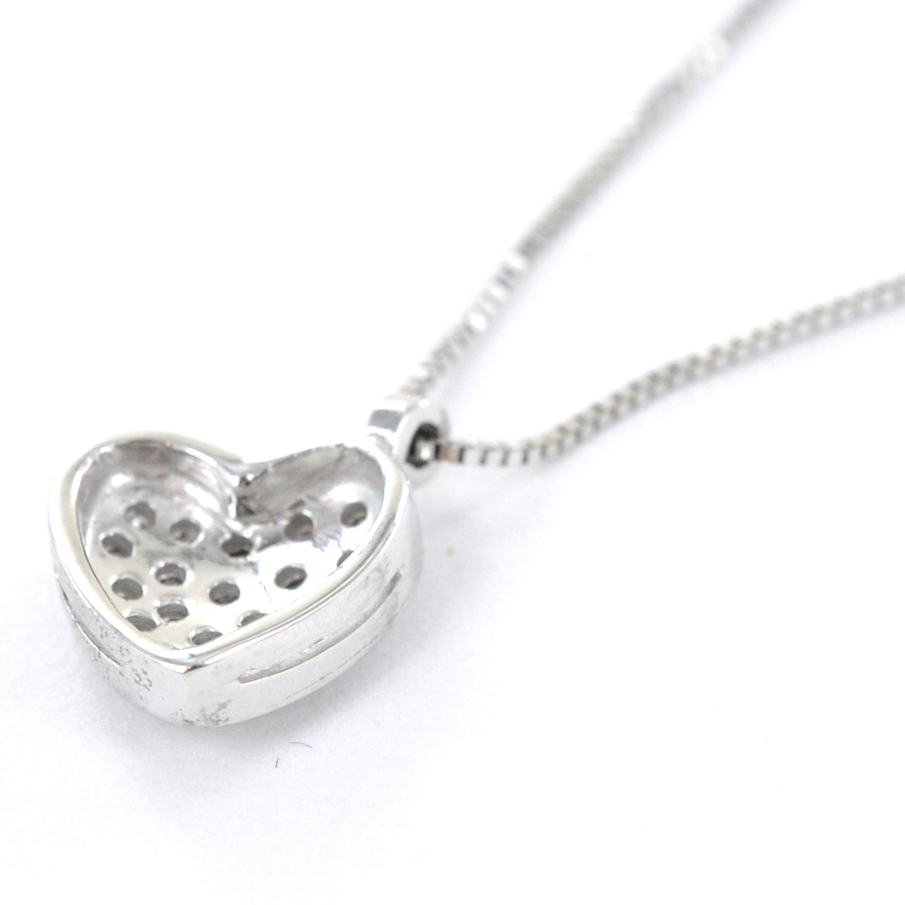 Collana Con Ciondolo A Cuore Love Pave &ndash; 2 Carati Cubic Zirconia &ndash; Placcato Argento &ndash; Lunghezza 16+2 Pollici