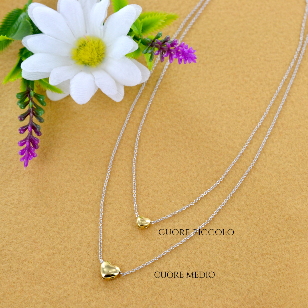 collana con ciondoli cuore in plexiglass color giallo - Gioielli