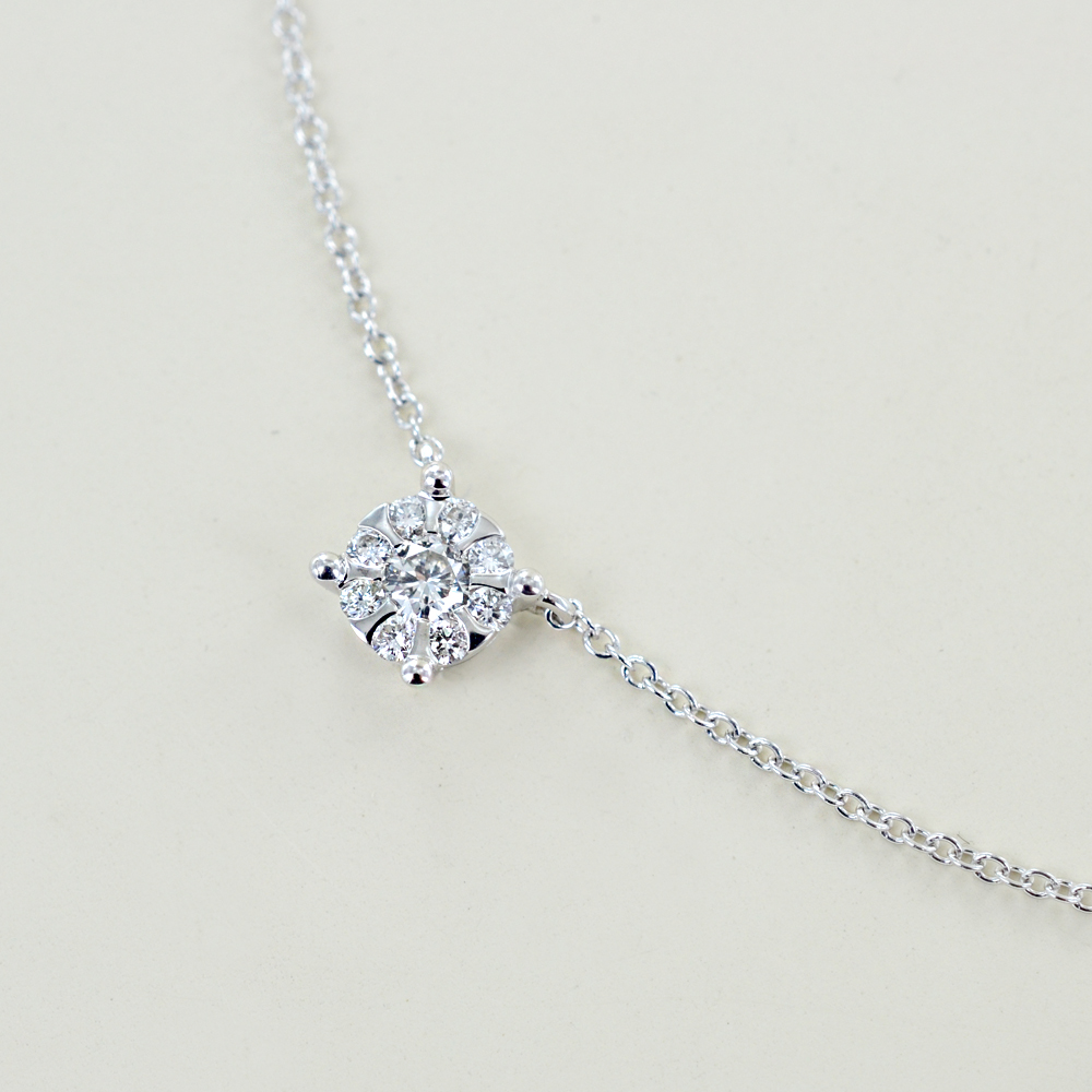 Collier Avec Pendentif Point Lumineux - Argent 925 Et Zircone Blanche - Neuf Sans Emballage