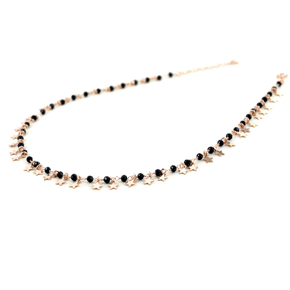 COLLANA GOTICA IN PIZZO NERO CON CIONDOLO CRISTALLO - Girocollo Regolabile Con Fiore Cavo - Foto 2