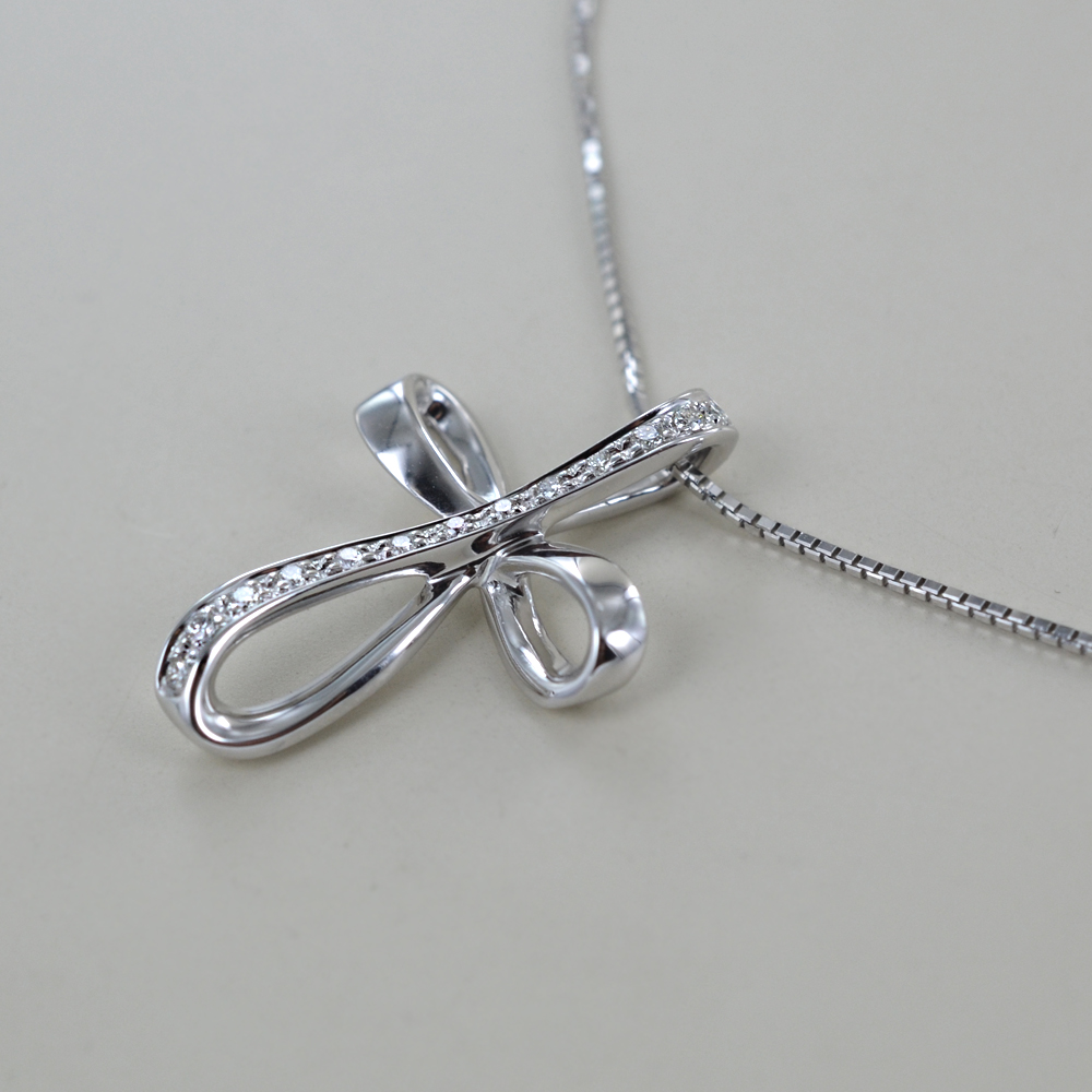 ORIDIO Collana Donna Croce In Argento 925 Con Diamante Coltivato In Laboratorio - Colore D, Purezza VVS, Ciondolo Religioso - 2