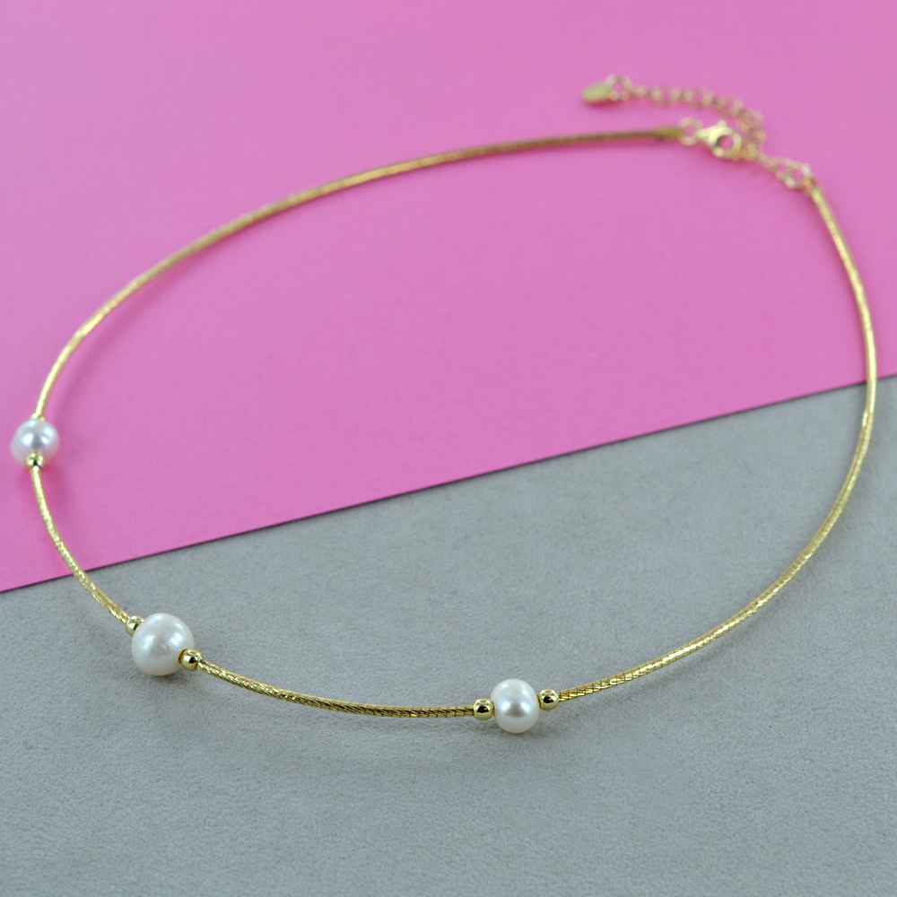 Collana in Argento 925, Perle Acqua Dolce, Ametiste