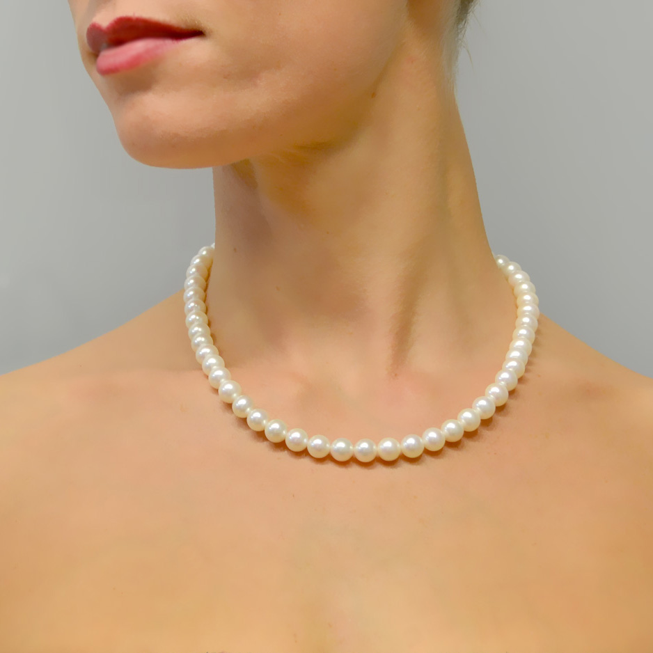 Collana di perle di riso bianche: gioiello da sposa con perle coltivate a 3 file - Italia