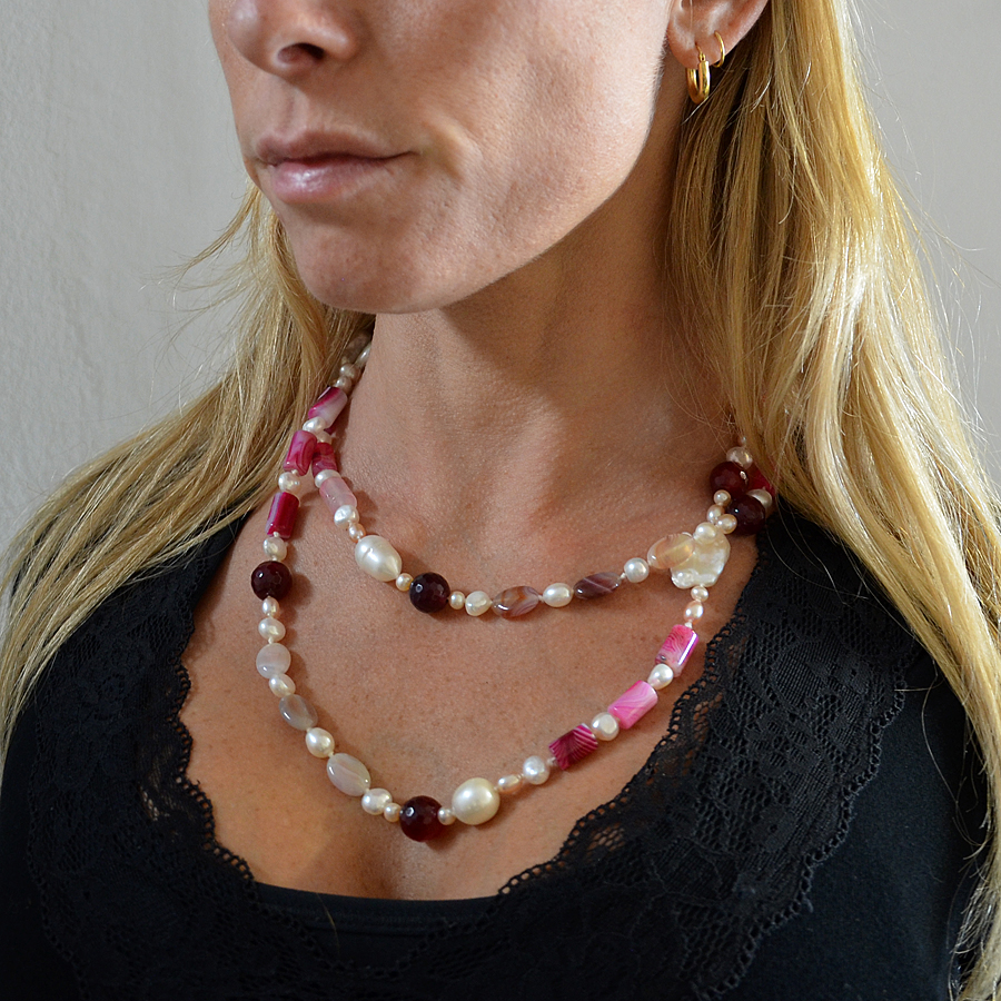 Collana In Agata Sfere Viola Pietra Naturale 8mm - Lideva Paris - Donna