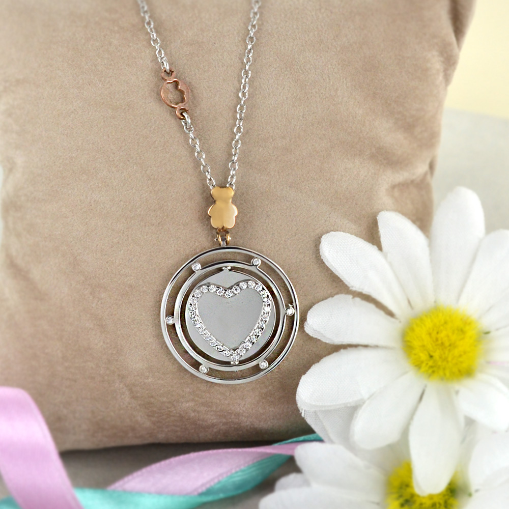GALLEGGIANTE invisibile Argento Sterling Cuore Collana Girocollo