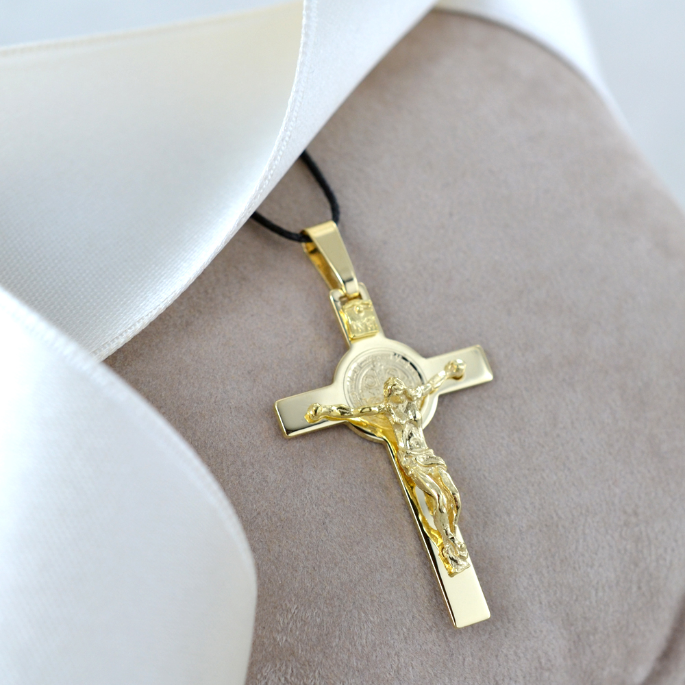 Croce San Benedetto 20 Cm Smaltata Bianca E Oro - Con Scatola E Preghiera, Made In Italy - Foto 10