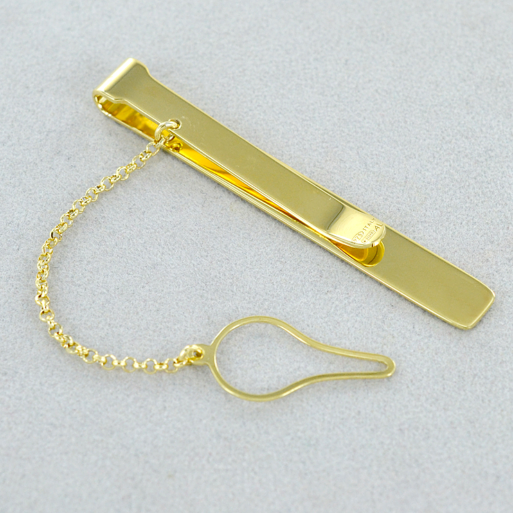 Fermacravatta Uomo In Madreperla E Ottone Dorato, Elegante 5,8 Cm, Con Scatola Regalo