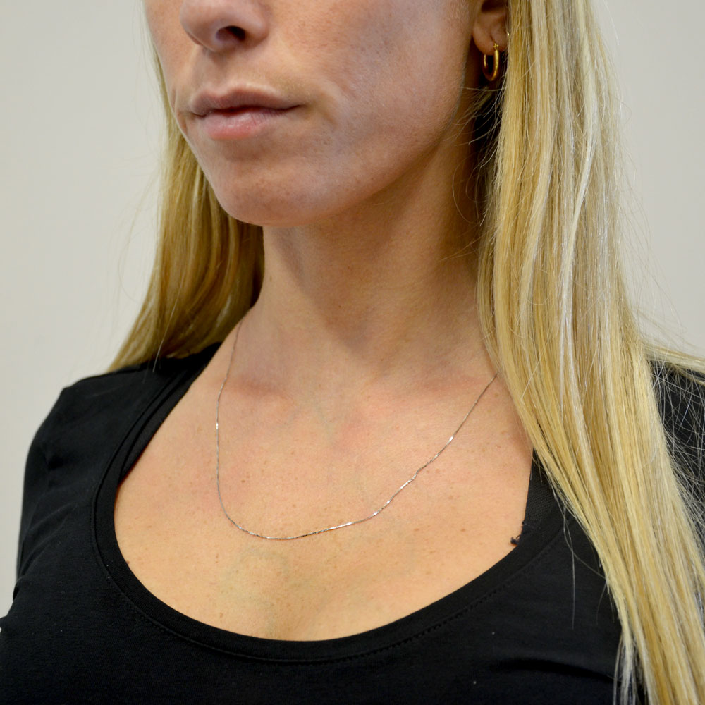 Collana Uomo E Donna In Acciaio Inox Con Placcatura Oro Bianco 18kt - Catenina Veneziana Lunghezza 40-80 Cm, K5615DL - Foto 5