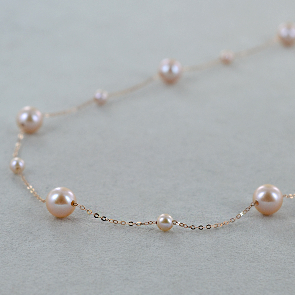 SINGULARU Collana Chic Pearl In Acciaio Oro 18Kt Con Perle D'Acqua Dolce - 2