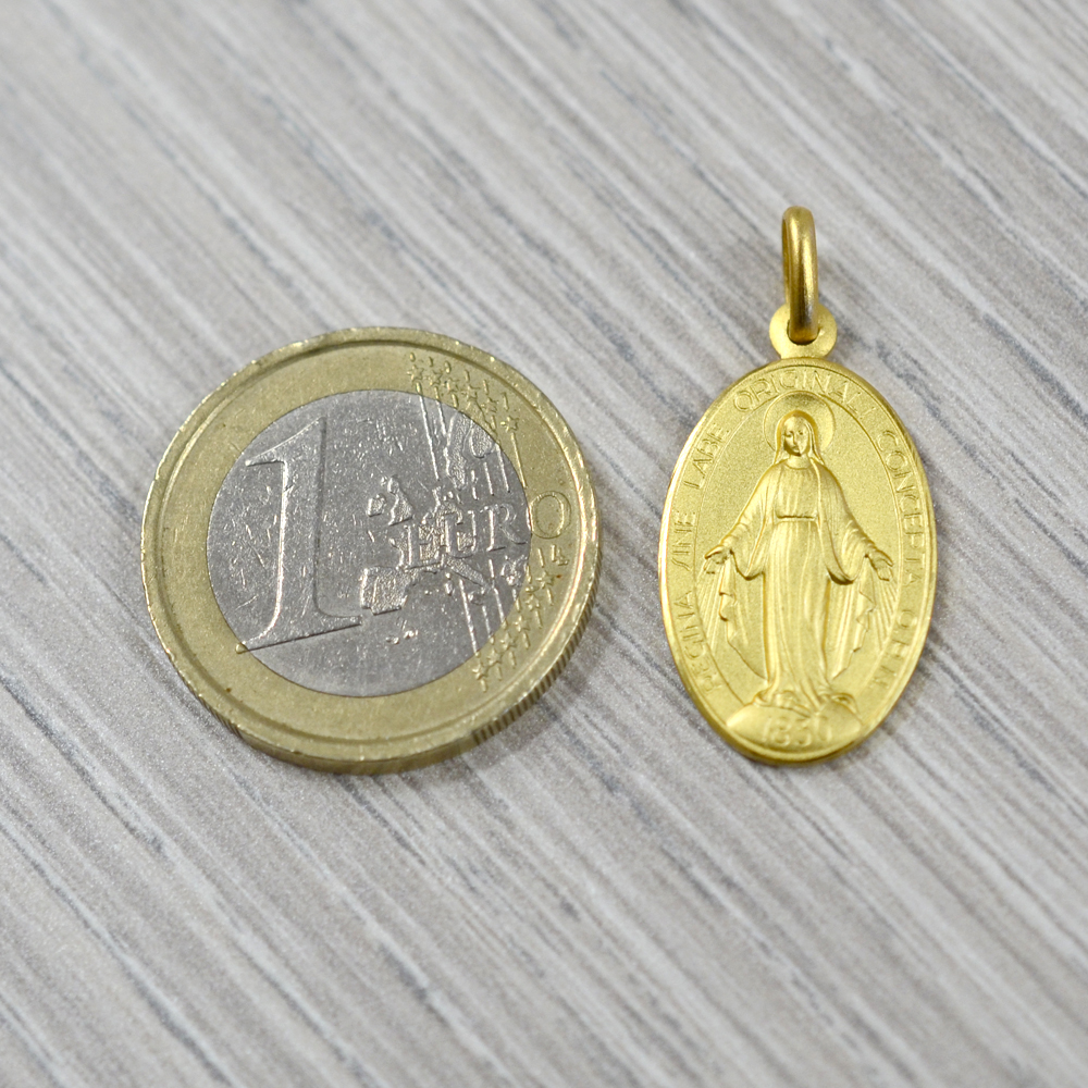 Medaglia Madonna Miracolosa In Oro Medaglia Madonna Miracolosa in oro giallo 21X14 mm Grande | Gioielloro