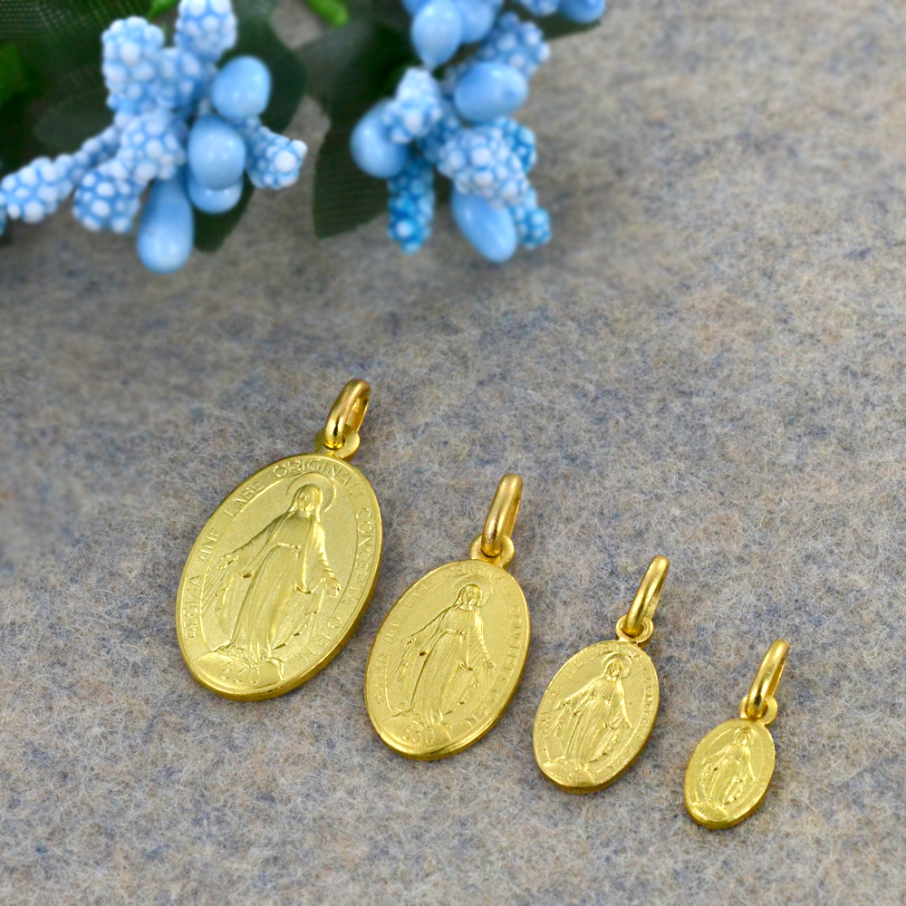 Medaglia Madonna Miracolosa In Oro Giallo 9 Kt DZ027-9KT - Foto 5