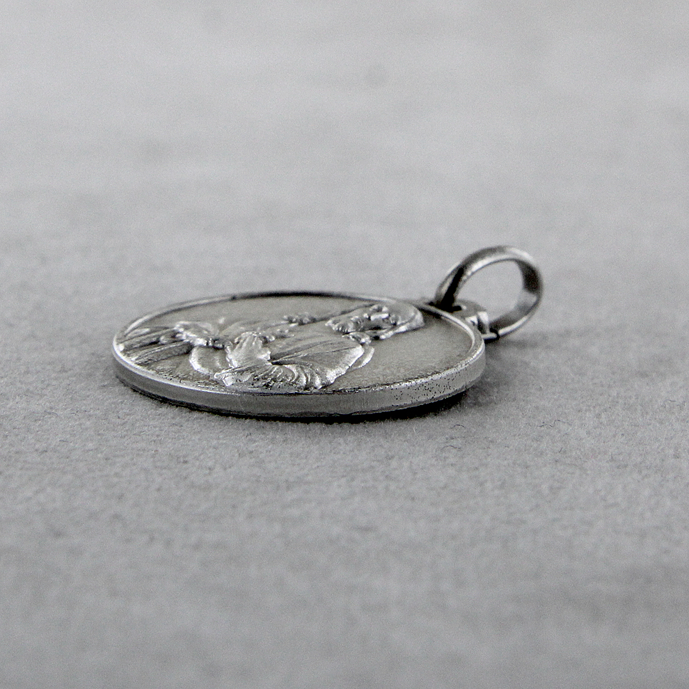 Medaglia Scapolare In Argento Sterling 925 – Vergine Del Carmen E Sacro Cuore Di Gesù, Diametro 14mm, Ciondolo Religioso Unisex