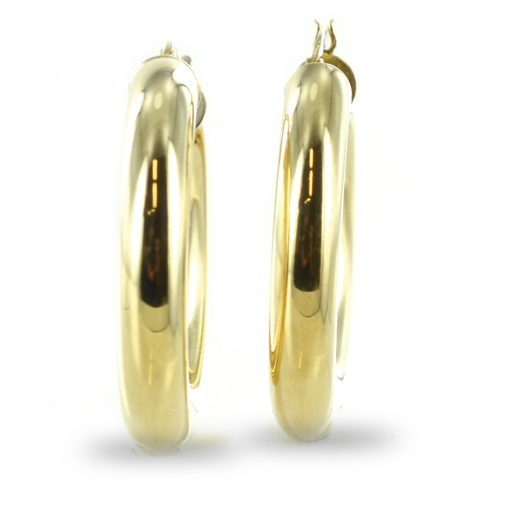 Orecchini Creoli In Oro Giallo 9 Carati: Orecchini A Cerchio Senza Tempo In Confezione Regalo - Italia - Foto 9