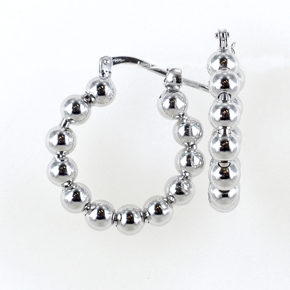 Orecchini pendenti a cerchio con sfera/tono argento/55mm L, Argento
