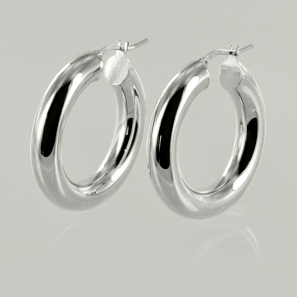 Orecchini A Cerchio Argento Sterling 925 - Tondi Da 2 Mm Di Spessore, Diametro Variabile 15-70 Mm (Peso Coppia 4,6 G)
