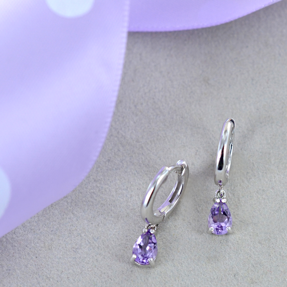 Orecchini A Cerchio Con Pendente A Goccia In Zircone - Rame Ipoallergenico, Colori Argento/oro/rosa, Peso 2.3g, Regalo Donna