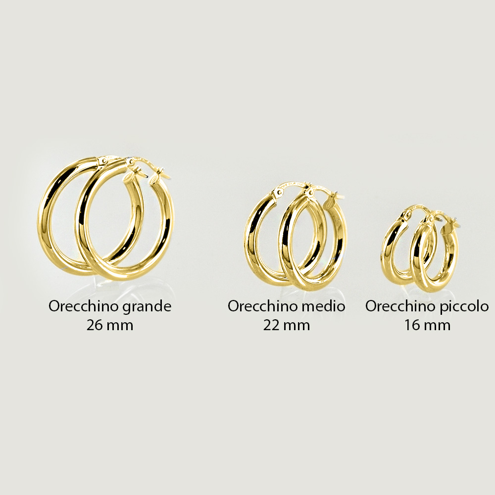 ORECCHINI DONNA RAGAZZA BAMBINA CERCHIETTO CERCHIO CAMPANELLA ORO GIALLO 750 18K 
