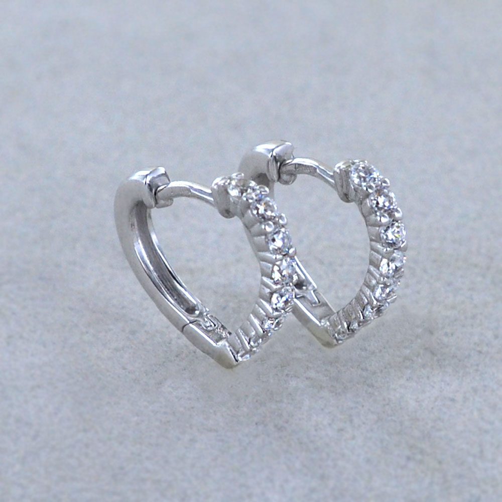 Orecchini A Cerchio A Forma Di Cuore Con Zirconia Cubica – Placcati Oro, Leggeri, Per Donna - 3