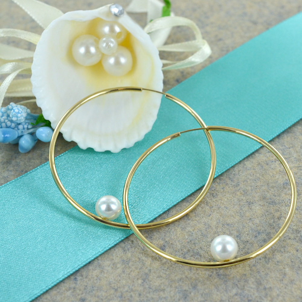Orecchini A Cerchio In Oro Giallo 14K Con Perle D'Acqua Dolce, Pendenti 10x8 Mm, Rimovibili, Gioielli 2-in-1, Regalo Per Nati A Giugno